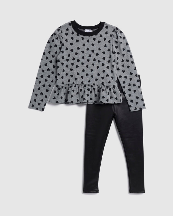 splendid Toddler Girl Mini Heart Flounce Long Sleeve Set