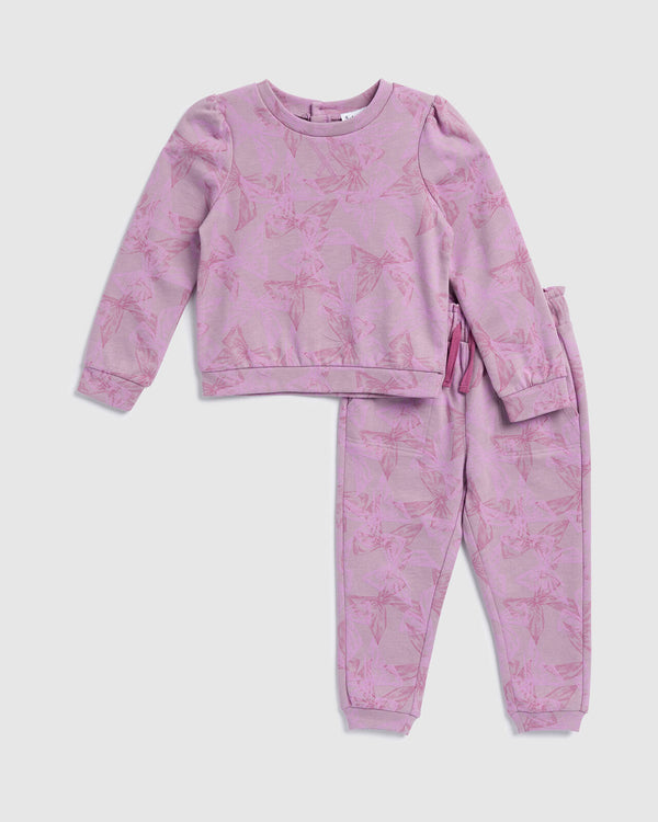 splendid Toddler Girl Puff Sleeve Bow Long Sleeve Set