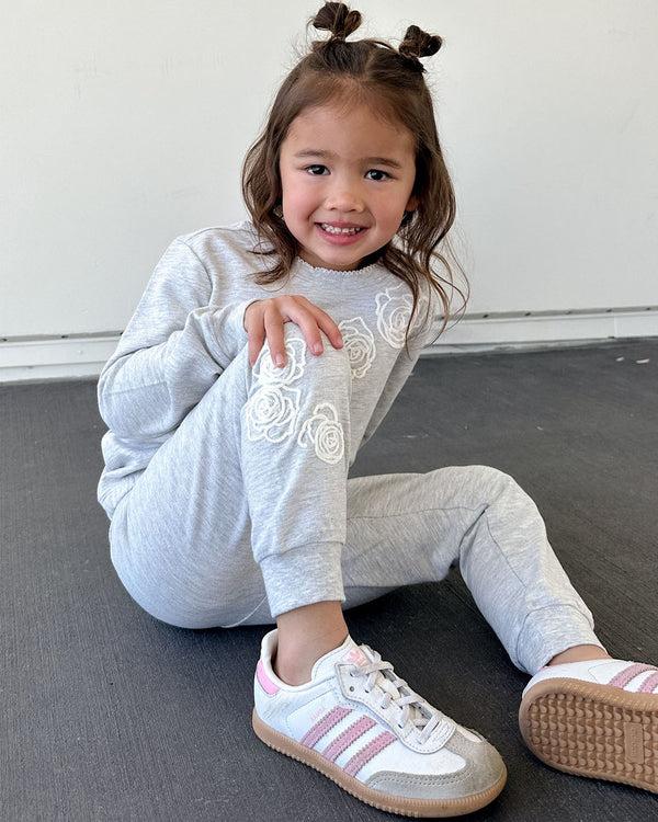 Splendid Toddler Girl Rose Embroidered Sweatshirt Set