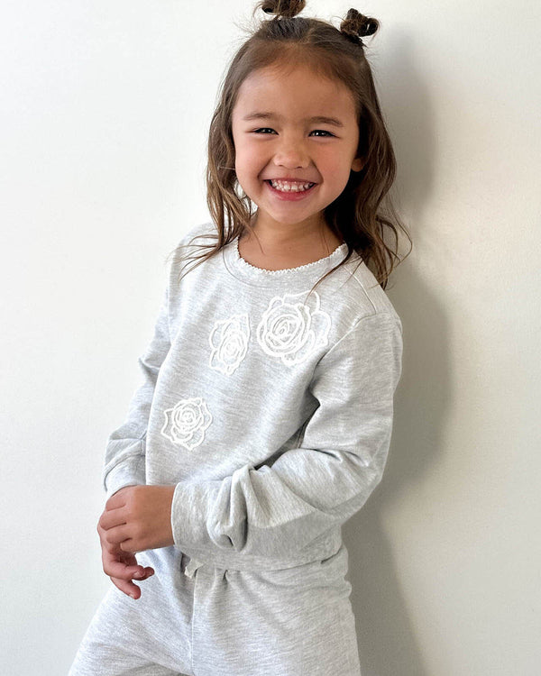 Splendid Toddler Girl Rose Embroidered Sweatshirt Set