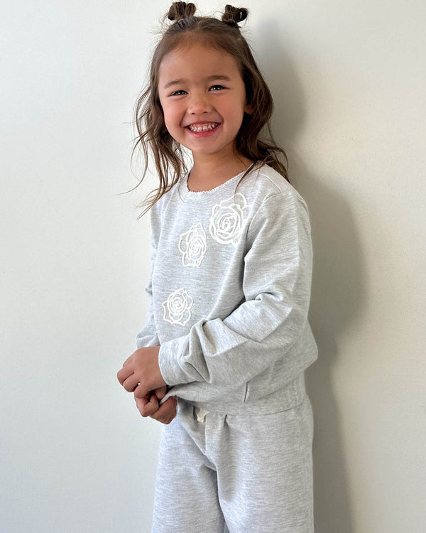 Splendid Toddler Girl Rose Embroidered Sweatshirt Set