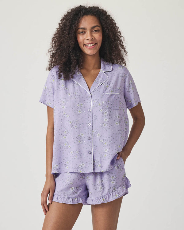 Splendid Whisper Floral Notch Collar And Short Sleep Set