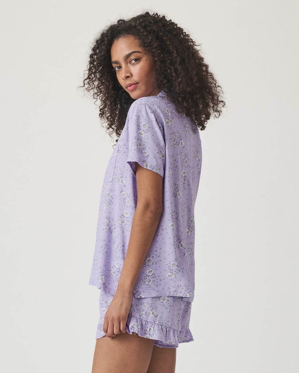 Splendid Whisper Floral Notch Collar And Short Sleep Set