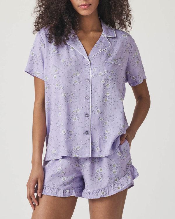 splendid Whisper Floral Notch Collar and Short Sleep Set