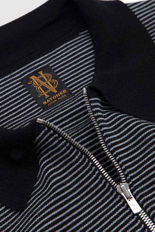 Sportivo Store 35G Wool Smooth Polo Zip Cardigan Black/ Grey