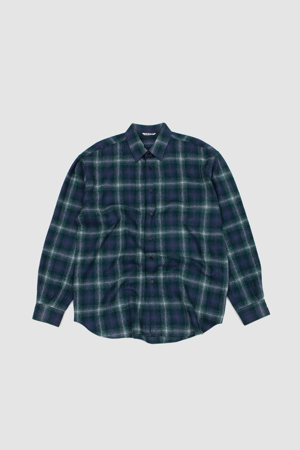 sportivo store Airy Wool Check Shirt Forest Green/Navy