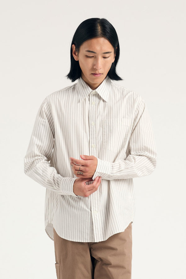 sportivo store Algot Poplin Stripe Shirt Ecru Stripe