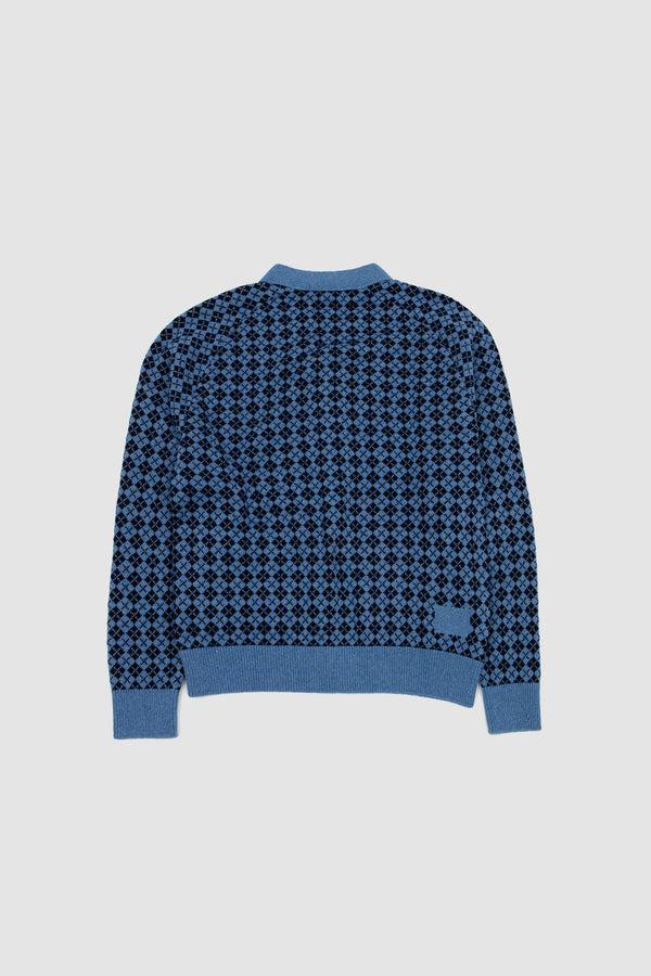 Sportivo Store Allan Cardigan Plain Knit Argyll Pale Blue/ Navy
