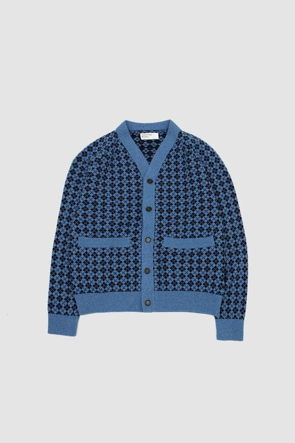sportivo store Allan Cardigan Plain Knit Argyll Pale Blue/ Navy