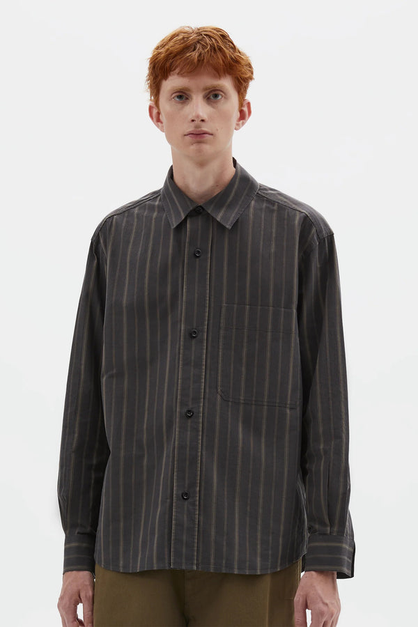 sportivo store Basic Shirt Bold Stripe Cotton Off Black/ Khaki