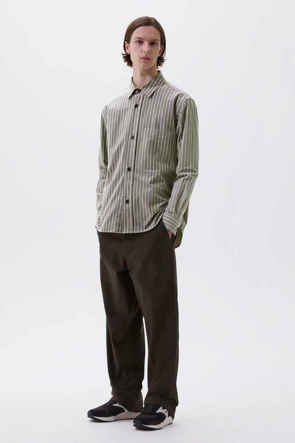 Sportivo Store Basic Shirt Two Tone Cotton Stripe Forest/ Grey/ Off White