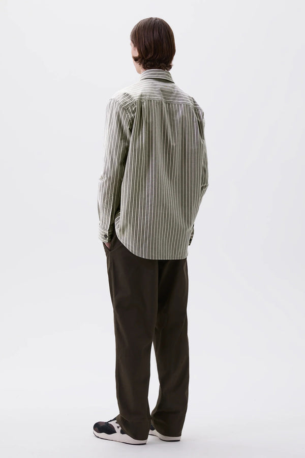 Sportivo Store Basic Shirt Two Tone Cotton Stripe Forest/ Grey/ Off White