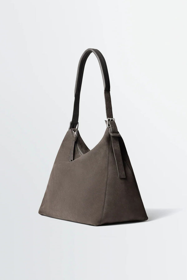 Sportivo Store Belted Hobo Bag In Suede Leather Mink