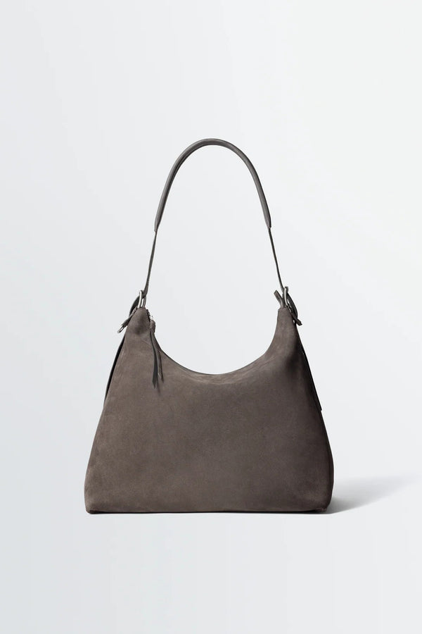 sportivo store Belted Hobo Bag In Suede Leather Mink