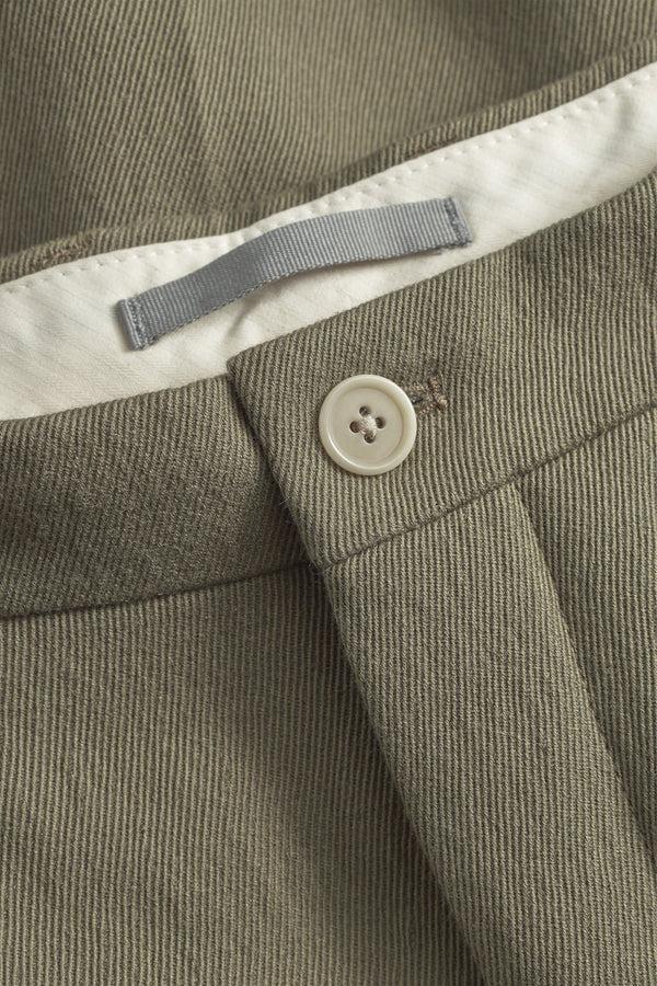 Sportivo Store Benn Relaxed Cavalry Cotton Wool Pleated Trouser Olive Night