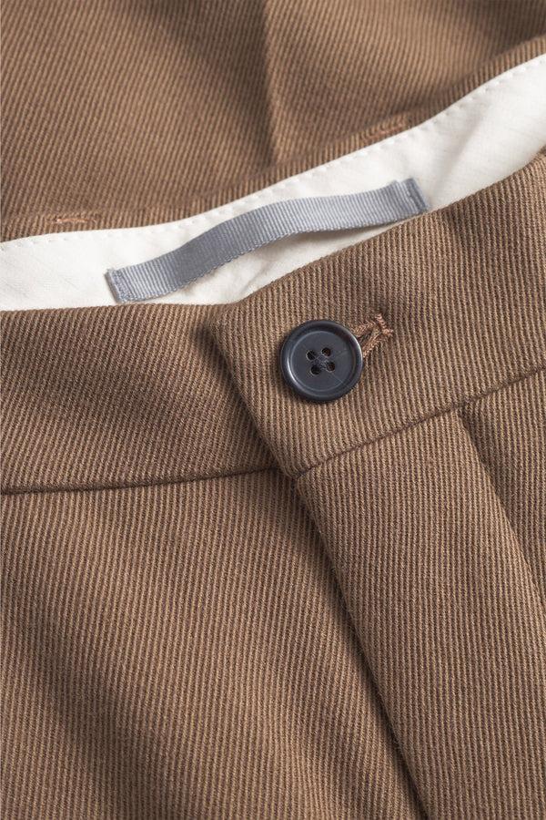 Sportivo Store Benn Relaxed Cavalry Cotton Wool Pleated Trouser Oak