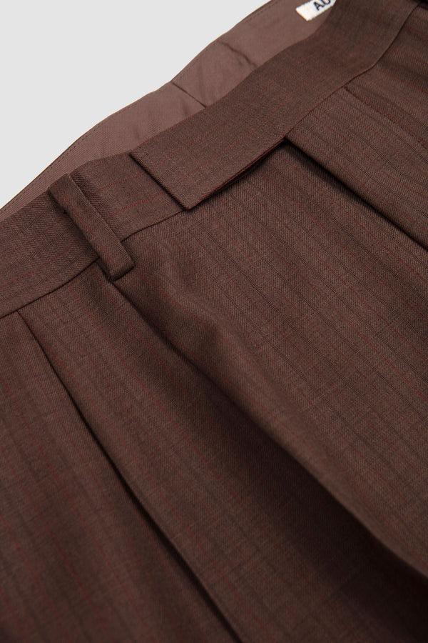 Sportivo Store Bluefaced Wool 2Tuck Slacks Brown/Red Stripes
