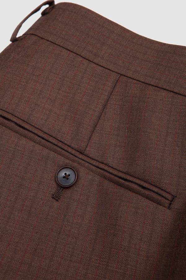 Sportivo Store Bluefaced Wool 2Tuck Slacks Brown/Red Stripes