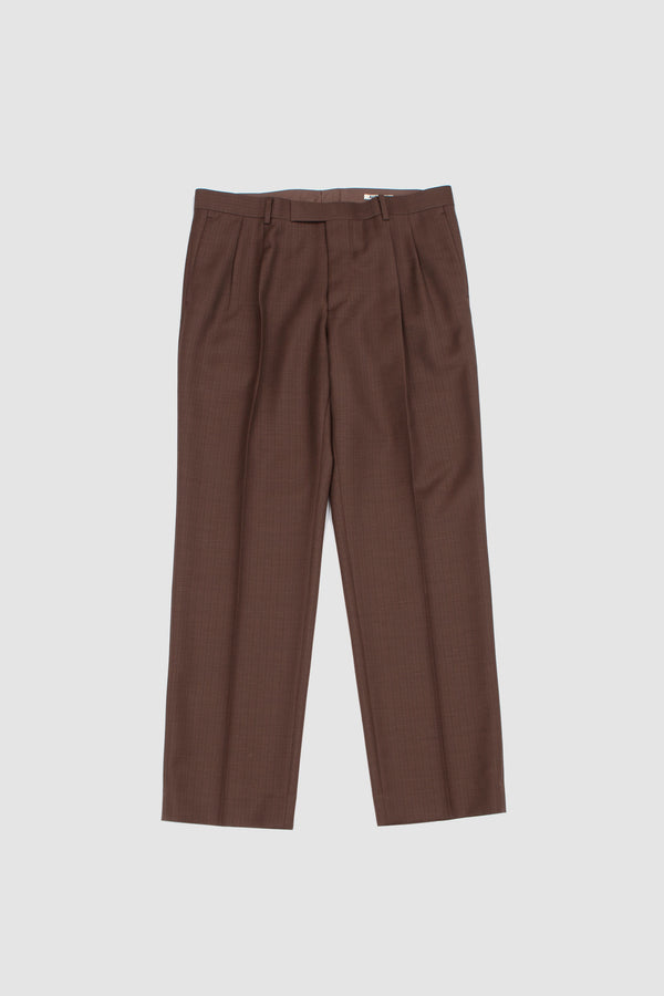 sportivo store Bluefaced Wool 2Tuck Slacks Brown/Red Stripes