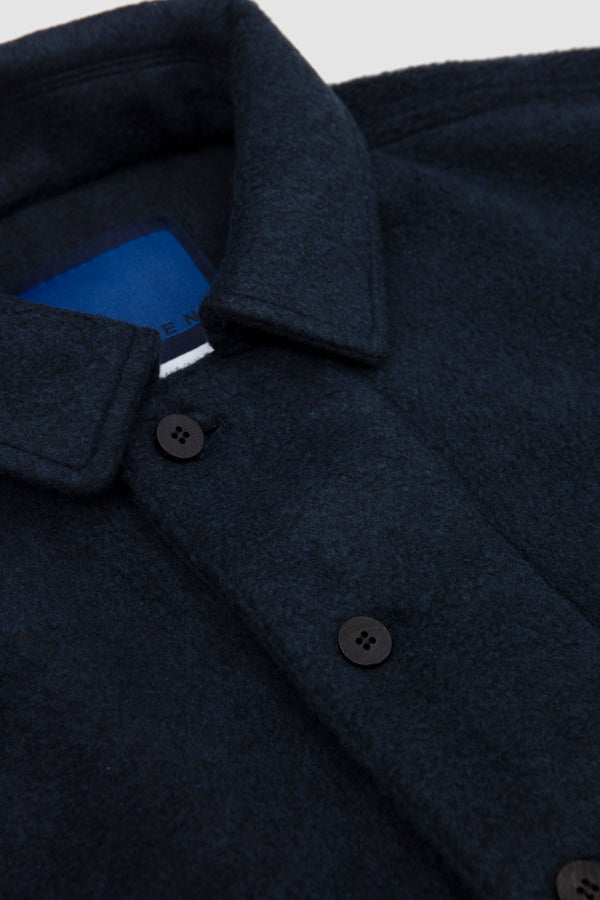 Sportivo Store Button Flacked Mixed Fleece Smock Shirt Navy