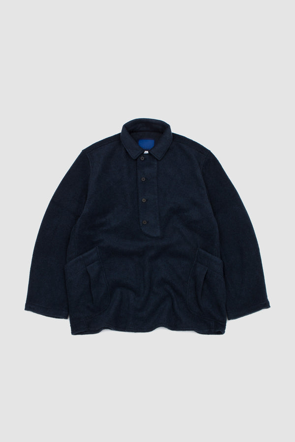 sportivo store Button Flacked Mixed Fleece Smock Shirt Navy