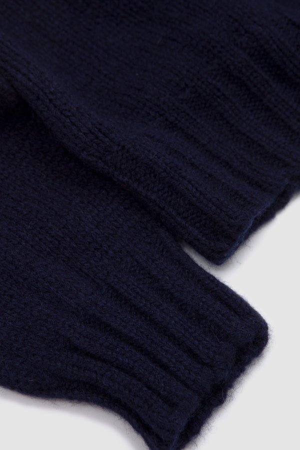 Sportivo Store Chunky Yoke Crew Neck Sweater Navy/ Snow White