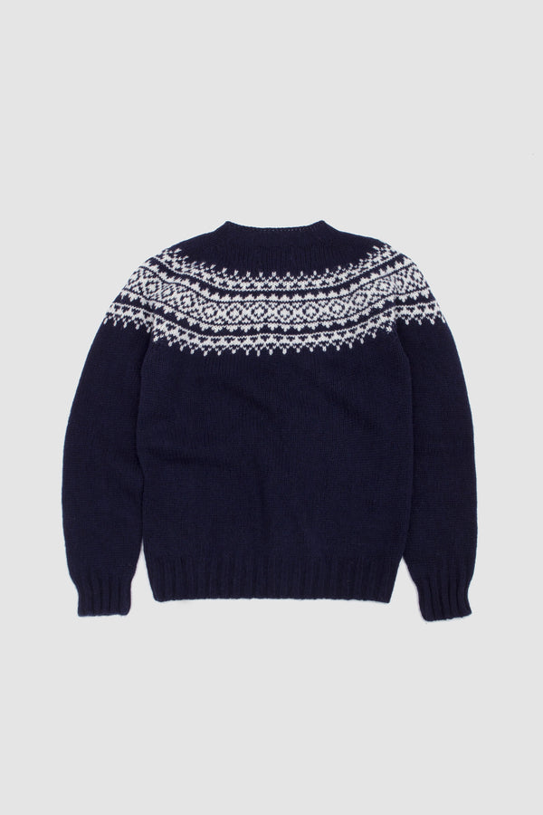 Sportivo Store Chunky Yoke Crew Neck Sweater Navy/ Snow White