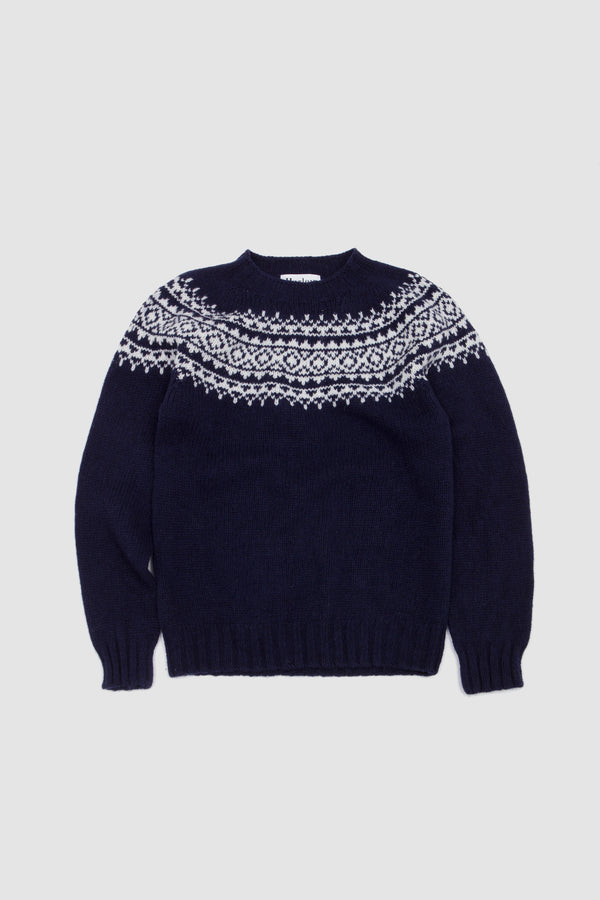 sportivo store Chunky Yoke Crew Neck Sweater Navy/ Snow White