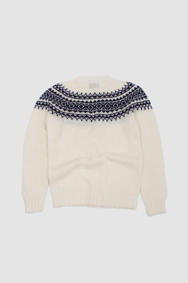 Sportivo Store Chunky Yoke Crew Neck Sweater Snow White/ Navy
