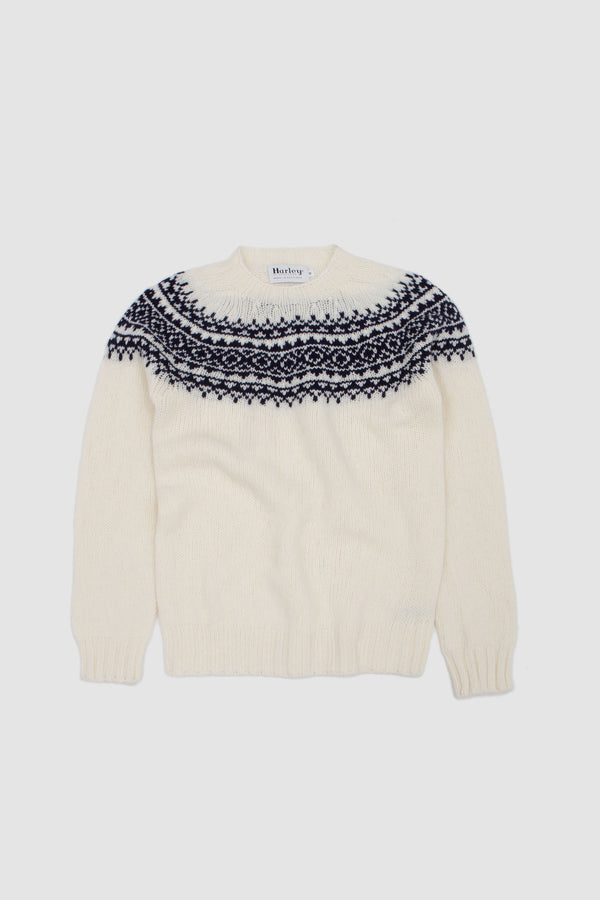 sportivo store Chunky Yoke Crew Neck Sweater Snow White/ Navy