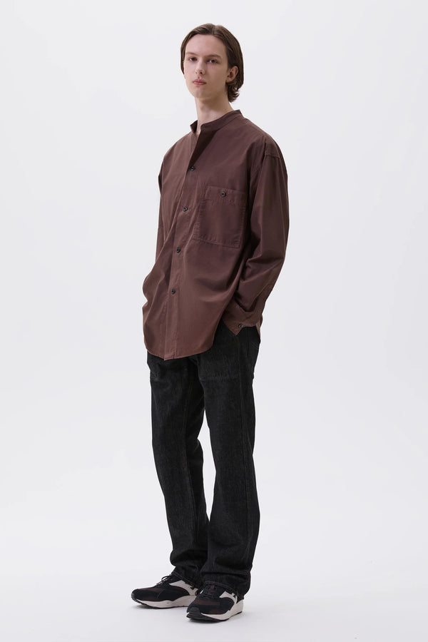 Sportivo Store Collarless Shirt Compact Cotton Poplin Grape