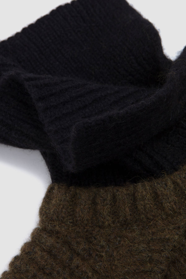 Sportivo Store Contrast High Neck Chunky Knit Jumper Olive/ Black