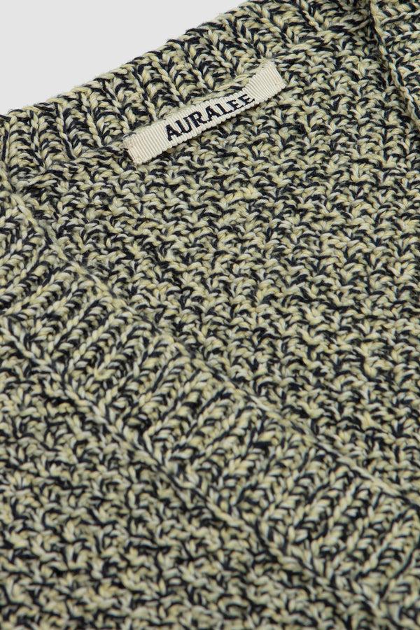 Sportivo Store Cotton Cashmere Cord Knit Cardigan Lime/ Navy