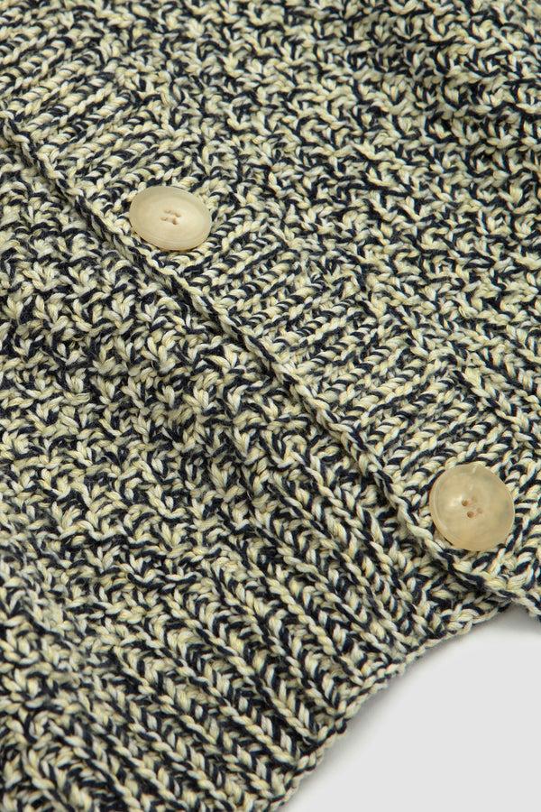 Sportivo Store Cotton Cashmere Cord Knit Cardigan Lime/ Navy