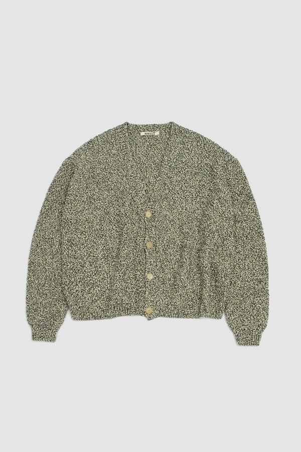 sportivo store Cotton Cashmere Cord Knit Cardigan Lime/ Navy