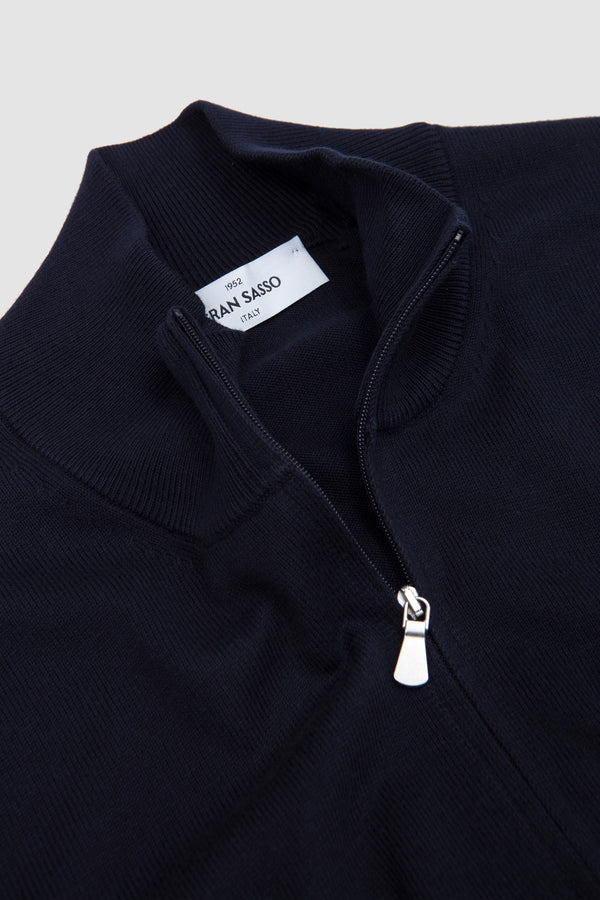 Sportivo Store Egyption Cotton Half Zip Mock Neck Sweater Navy