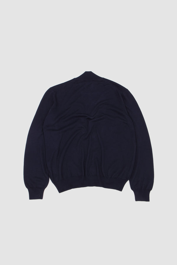 Sportivo Store Egyption Cotton Half Zip Mock Neck Sweater Navy