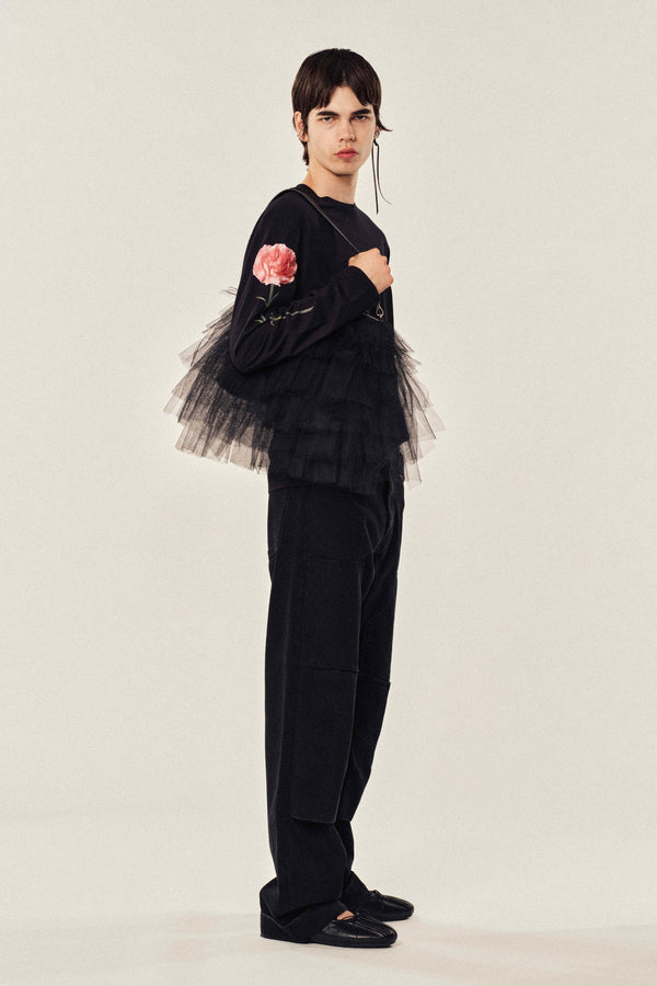 Sportivo Store Embellished Straight Workwear Denim Jeans Black/ Jet