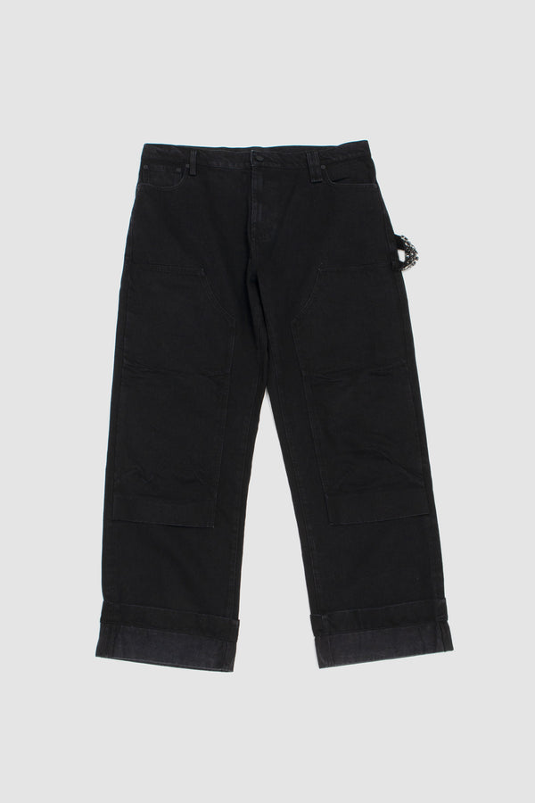 Sportivo Store Embellished Straight Workwear Denim Jeans Black/ Jet