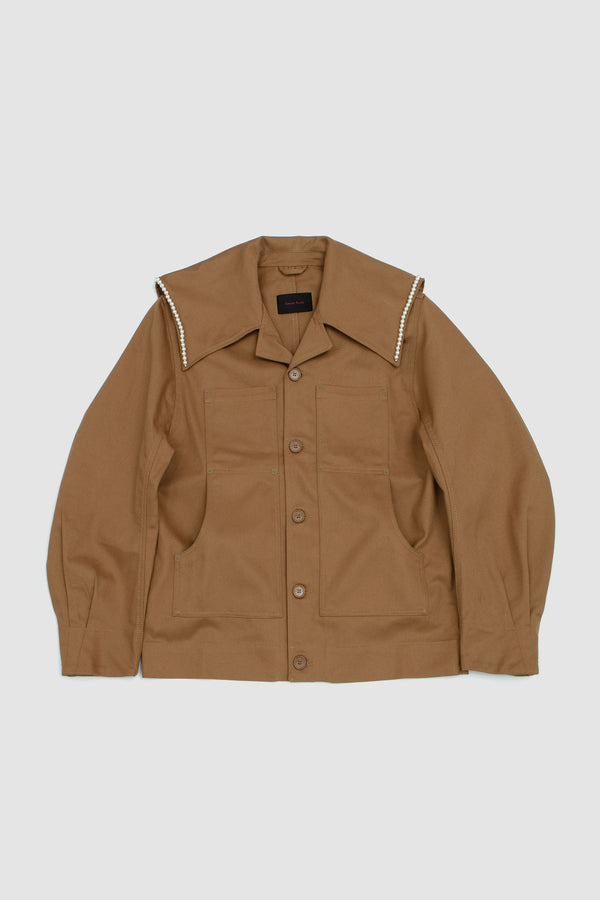 sportivo store Embellished Workwear Jacket Khaki/ Pearl