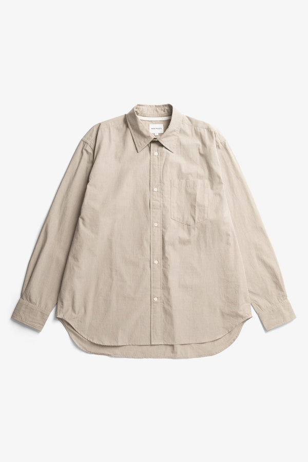 Sportivo Store Espevik Oversize Micro Poplin Check Shirt Oatmeal