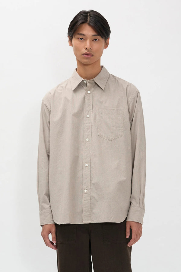sportivo store Espevik Oversize Micro Poplin Check Shirt Oatmeal