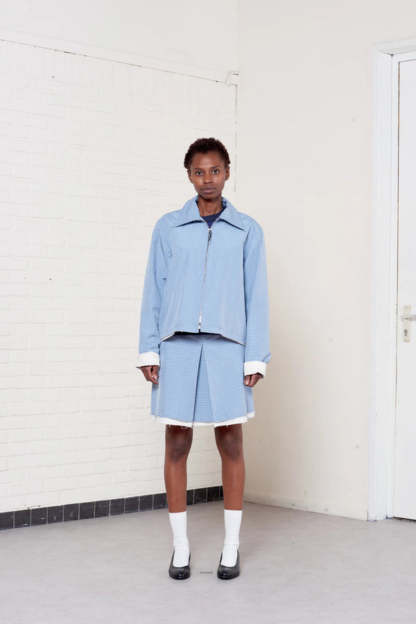 Sportivo Store Fitted Zip Jacket Blue/ Grey/ White Check