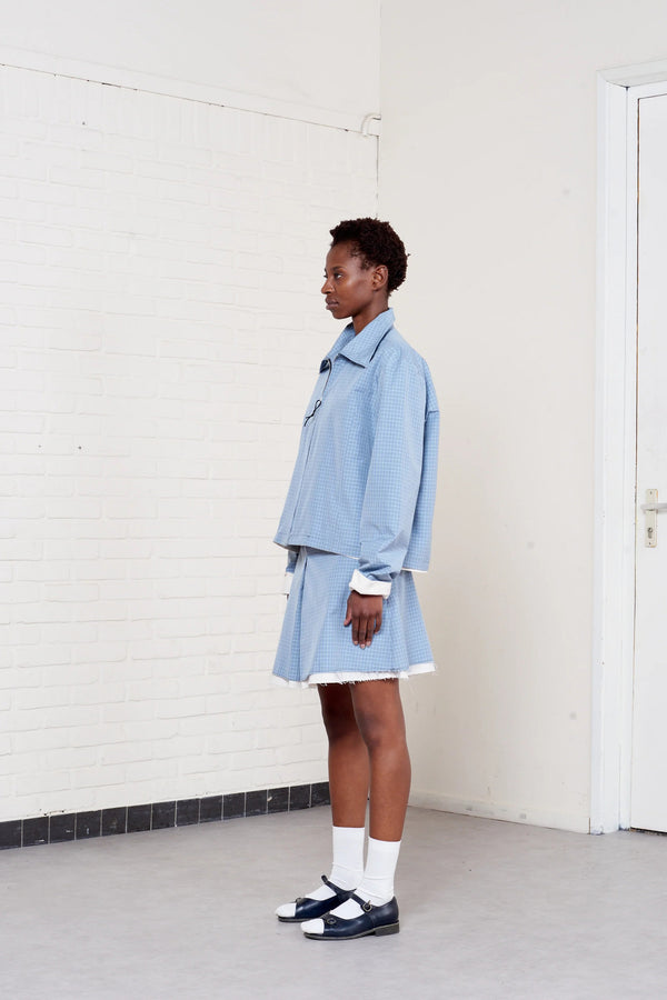Sportivo Store Fitted Zip Jacket Blue/ Grey/ White Check