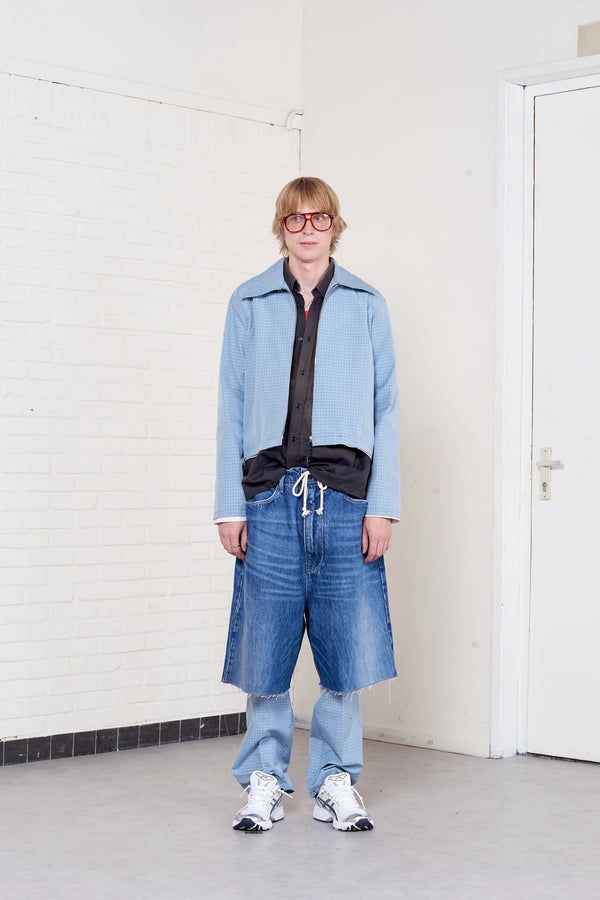 sportivo store Fitted Zip Jacket Blue/ Grey/ White Check