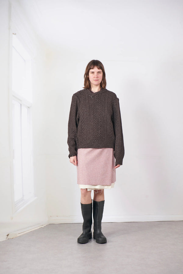 Sportivo Store Frankenstein Cable Knit Natural Brown Glitter