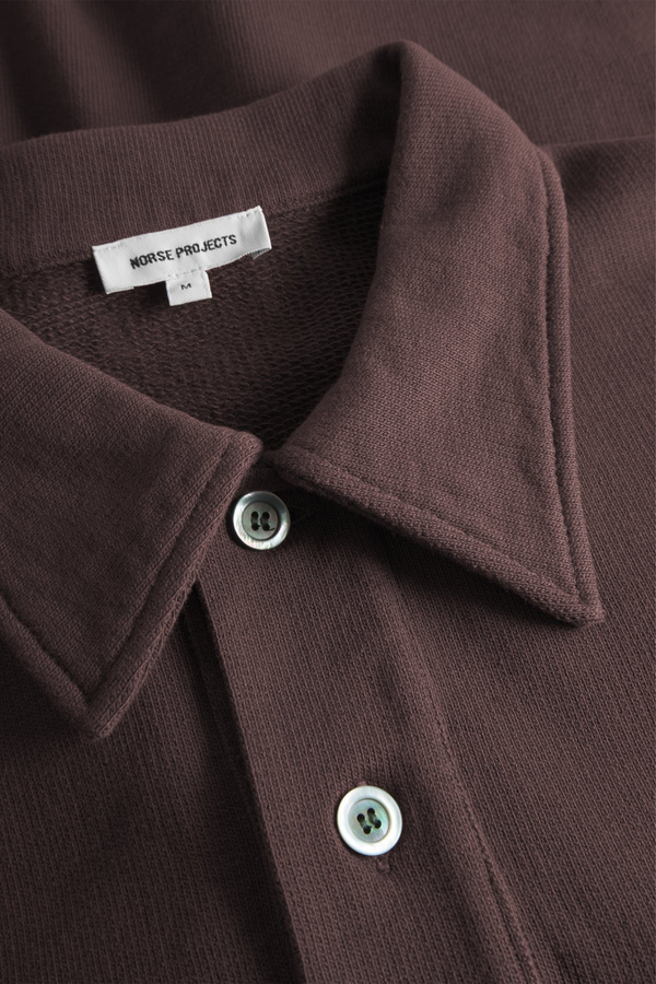 Sportivo Store Fraser Relaxed Organic Loopback LS Polo Mahogany