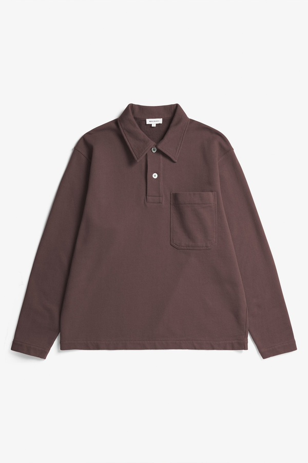 sportivo store Fraser Relaxed Organic Loopback LS Polo Mahogany