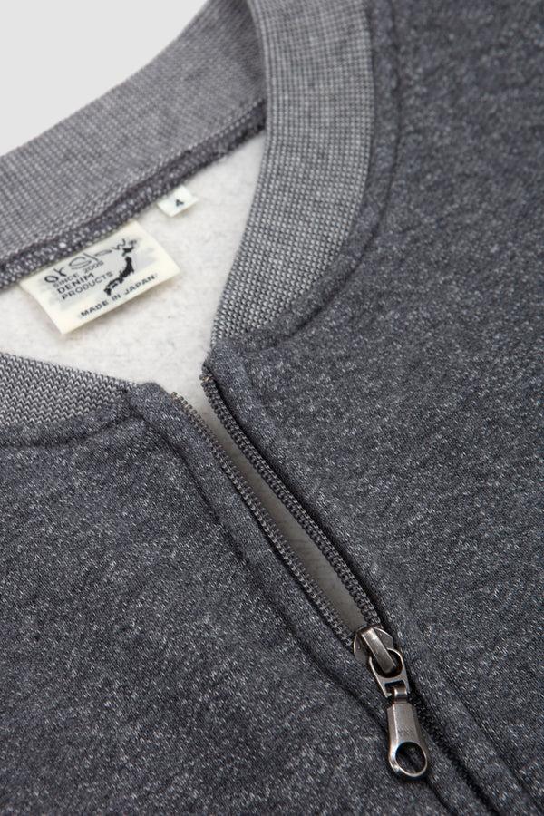 Sportivo Store Front Zip Densely Knit Sweatshirt Charcoal Gray