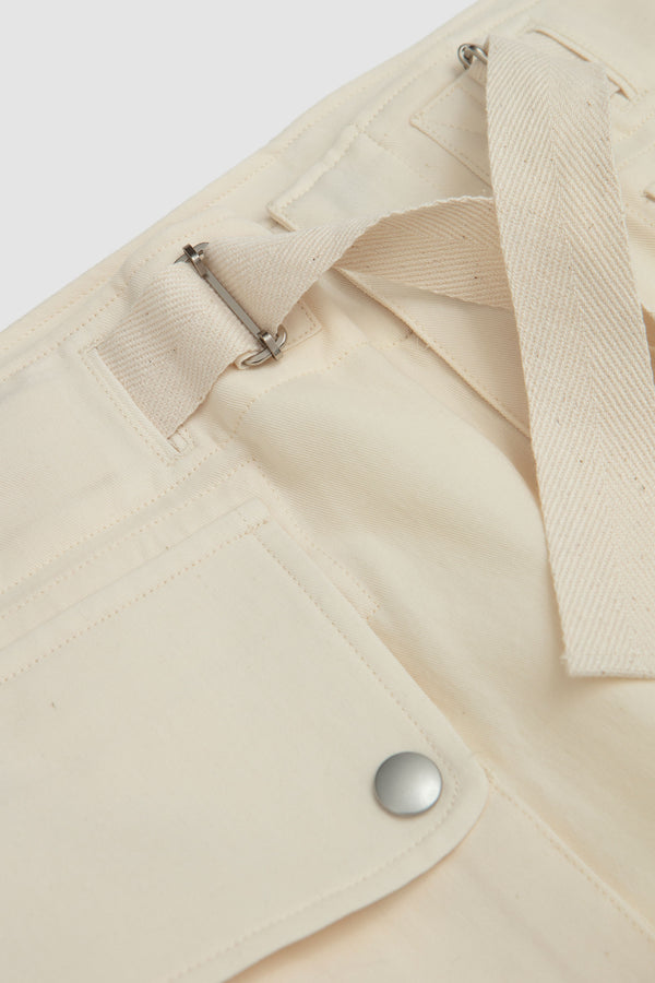 Sportivo Store Light Cotton Wool Viyella Cargo Pants Ivory White